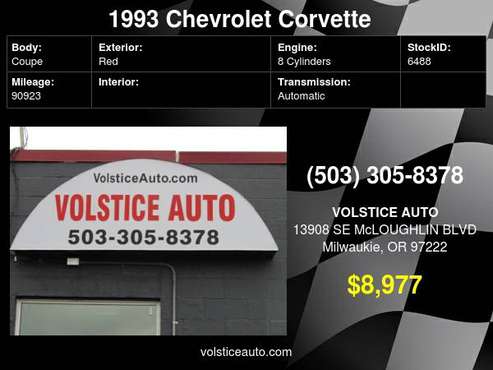 1993 Chevrolet Corvette 2dr Coupe Hatchback RED 90K 50TH for sale in Milwaukie, OR