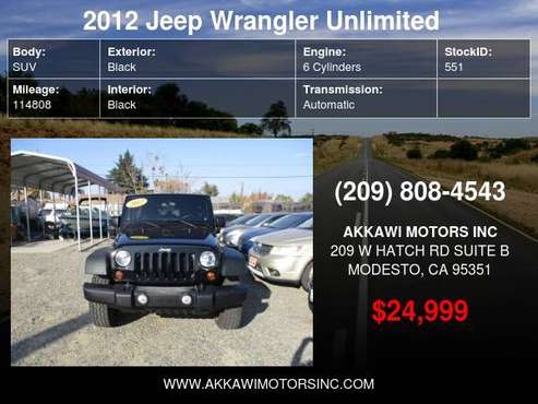 2012 Jeep Wrangler Unlimited 4WD 4dr Rubicon - cars & trucks - by... for sale in Modesto, CA