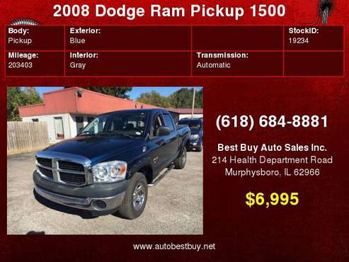 2008 Dodge Ram Pickup 1500 ST 4dr Quad Cab 4WD SB Call for Steve or... for sale in Murphysboro, IL