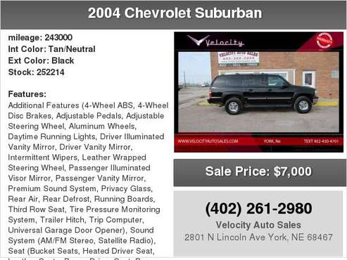 2004 Chevrolet Suburban 4dr 2500 4WD LT for sale in York, NE