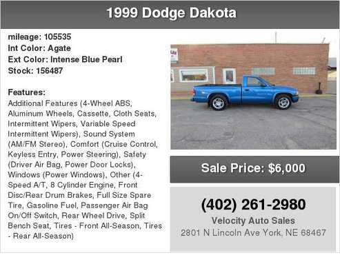 1999 Dodge Dakota Reg Cab 112 WB Sport for sale in York, NE