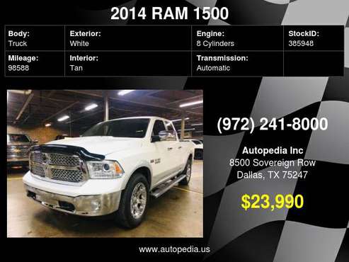 2014 Ram 1500 LARAMIE 4WD Your Trade ins welcome, ITIN approved! -... for sale in Dallas, TX