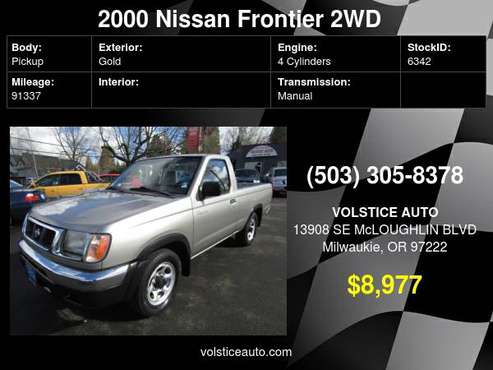 2000 Nissan Frontier 2WD 00 5 XE Reg Cab I4 GOLD MANUAL 1 OWNER for sale in Milwaukie, OR