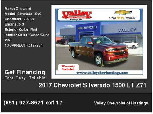 2017 Chevrolet Chevy Silverado 1500 LT Z71 - cars & trucks - by... for sale in Hastings, MN