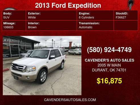 2013 Ford Expedition 2WD 4dr XLT - cars & trucks - by dealer -... for sale in Durant, OK