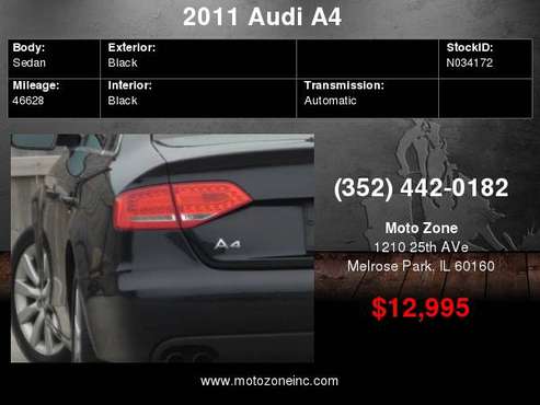 2011 Audi A4 2.0T quattro Premium Plus AWD 4dr Sedan 8A for sale in Melrose Park, IL