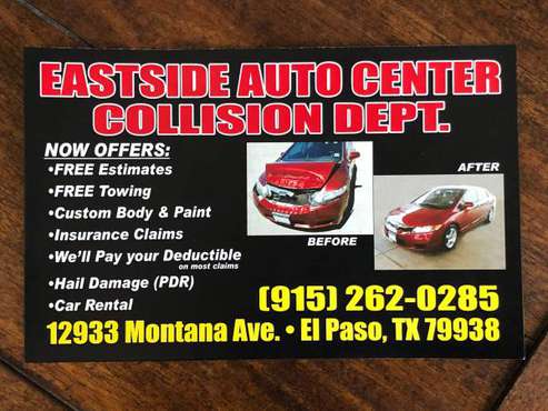 Body Shop Services - cars & trucks - by dealer - vehicle automotive... for sale in El Paso, TX