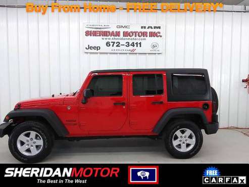 2018 Jeep Wrangler Unlimited Sport Red - AJ871106 WE DELIVER TO MT for sale in Sheridan, MT