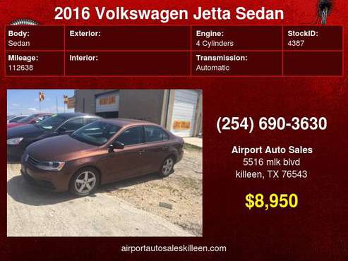 2016 Volkswagen Jetta Sedan 4dr Auto 1 4T S! We Buy Cars! - cars & for sale in Killeen, TX