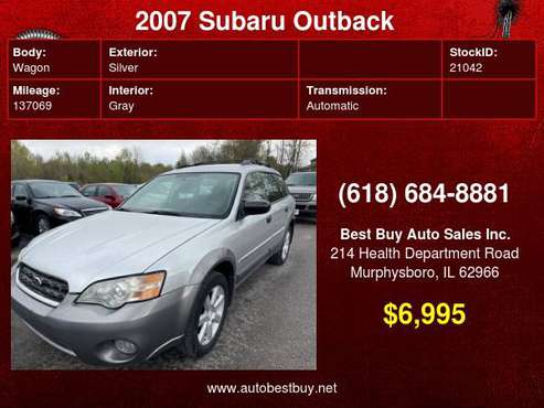 2007 Subaru Outback 2 5i AWD 4dr Wagon (2 5L F4 4A) Call for Steve for sale in Murphysboro, IL