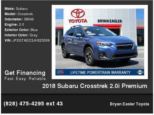 2018 Subaru Crosstrek 2.0i Premium - cars & trucks - by dealer -... for sale in Hendersonville, NC