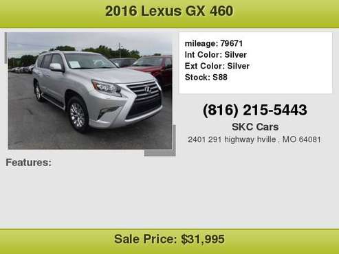 2016 Lexus GX 460 4x4 Leather Sunroof Htd Cld Seats Open 9-7 for sale in hville, MO