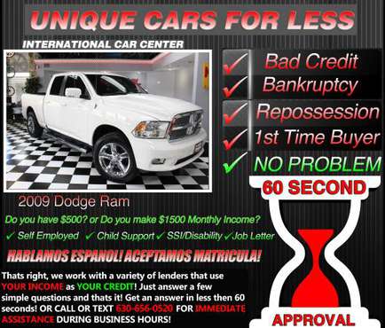 2009 Dodge RAM * Bad Credit * W/ $1500 Monthly Income OR $500 DOWN -... for sale in Lombard, IL