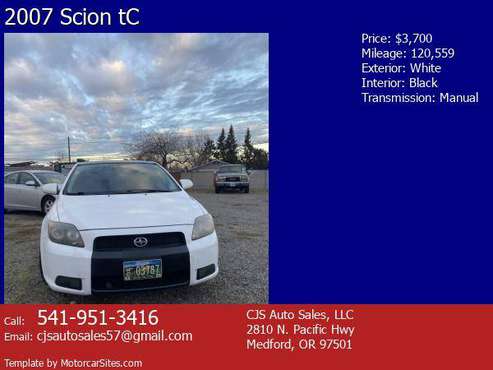 2007 Scion tC white - cars & trucks - by dealer - vehicle automotive... for sale in Medford, OR
