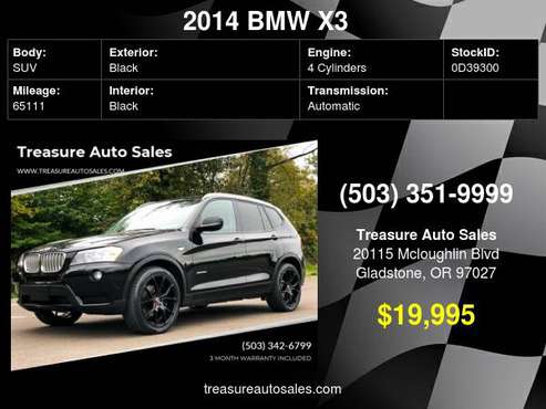 2014 BMW X3 XDRIVE28i AWD 4DR LUXURY 4WD SUV LOW MILES 2013 2015... for sale in Gladstone, WA
