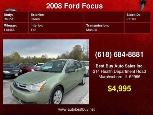 2008 Ford Focus S 2dr Coupe Call for Steve or Dean for sale in Murphysboro, IL