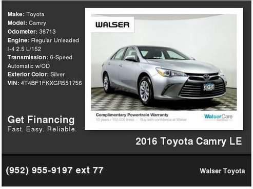 2016 Toyota Camry LE for sale in Bloomington, MN