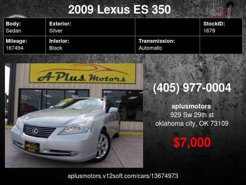 2009 Lexus ES 350 Base 4dr Sedan - cars & trucks - by dealer -... for sale in Oklahoma City, OK
