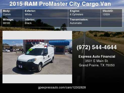 2015 Ram ProMaster City Cargo Van 122" WB Tradesman for sale in Grand Prairie, TX