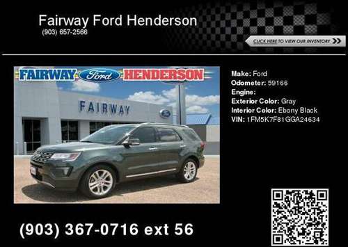 2016 Ford Explorer Limited for sale in Henderson, TX