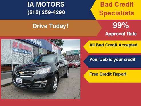 2015 Chevrolet Traverse LTZ *FR $499 DOWN GUARANTEED FINANCE... for sale in Des Moines, IA