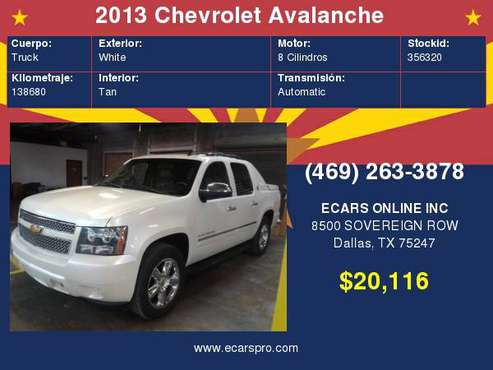 2013 CHEVY AVALANCHE LTZ with for sale in Dallas, TX
