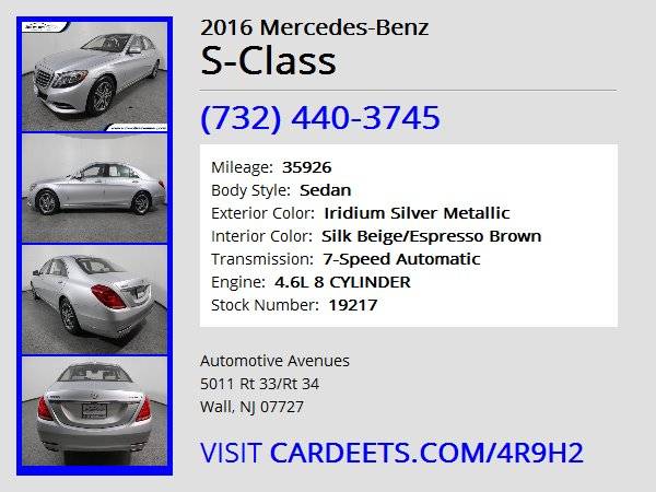 2016 Mercedes-Benz S-Class, Iridium Silver Metallic for sale in Wall, NJ – photo 22