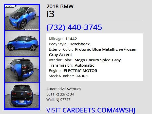 2018 BMW i3, Protonic Blue Metallic w/Frozen Gray Accent - cars &... for sale in Wall, NJ – photo 22