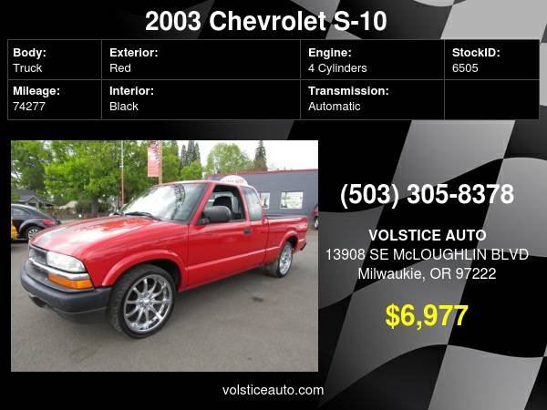 2003 Chevrolet S-10 Ext Cab LS 74K MILES NICE ! for sale in Milwaukie, OR