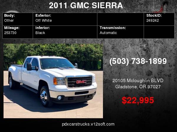 2011 GMC SIERRA SLT 4DR CREW CAB 3500 HD 4X4 DIESEL DULLY LB with for sale in Gladstone, OR – photo 24