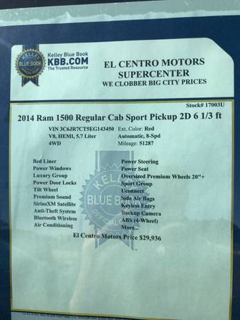 2014 Ram 1500 V8 Hemi, 4x4 Reg Cab rare!! for sale in El Centro, CA – photo 6