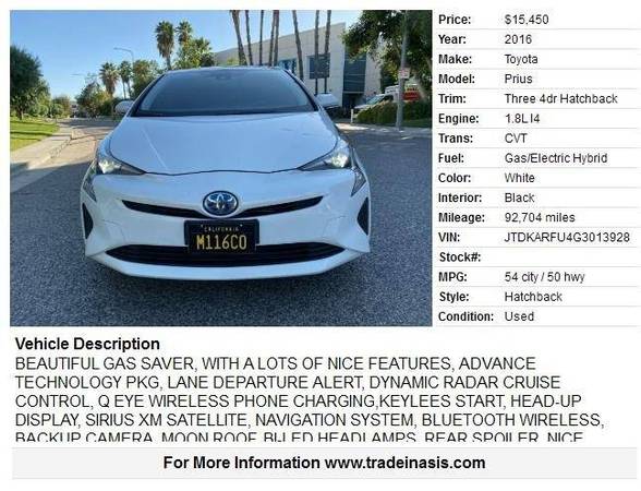 2016 Toyota Prius Three 4dr Hatchback, ADVANCE TECHNOLOGY PKG!!! for sale in Panorama City, CA – photo 3