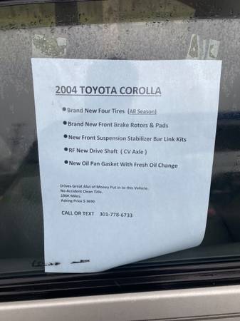 Toyota Corolla - cars & trucks - by owner - vehicle automotive sale for sale in Silver Spring, District Of Columbia – photo 8