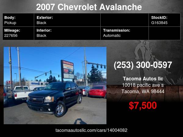 2007 Chevrolet Avalanche LTZ 1500 4dr Crew Cab 4WD SB - cars & for sale in Tacoma, WA – photo 11