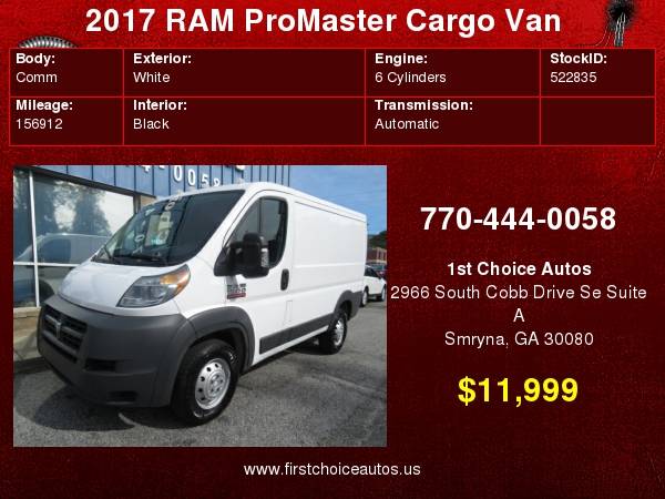 2017 RAM ProMaster Cargo Van 1500 Low Roof 118 WB for sale in Smryna, GA – photo 5