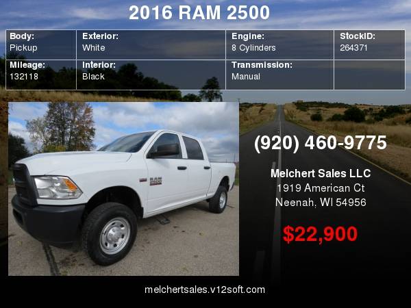2016 DODGE RAM 2500 CREW CAB TRADESMAN SHORT HEMI 1 OWNER SOUTHERN for sale in Neenah, WI – photo 24