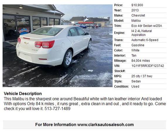 2013 Chevrolet Malibu 84004 Miles - - by dealer for sale in Middletown, OH – photo 2