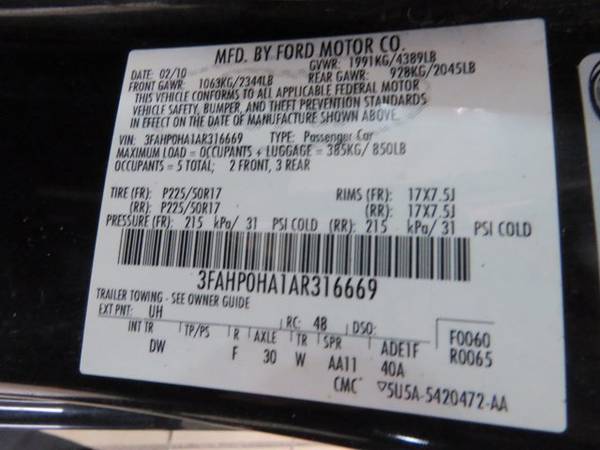 2010 Ford Fusion SE SKU: AR316669 Sedan - - by dealer for sale in White Bear Lake, MN – photo 20