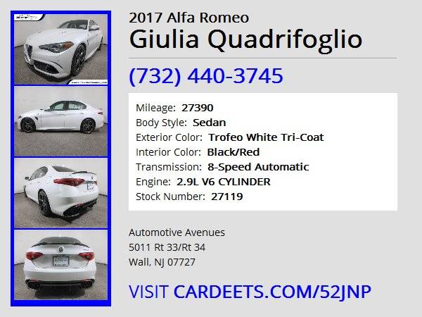 2017 Alfa Romeo Giulia Quadrifoglio, Trofeo White Tri-Coat - cars & for sale in Wall, NJ – photo 22