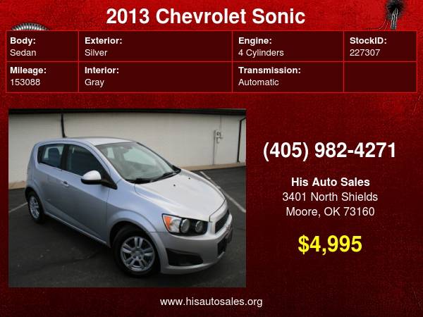 2013 Chevrolet Sonic 5dr HB Auto LT - - by dealer for sale in MOORE, OK