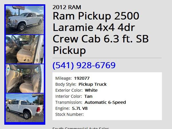 2012 RAM Ram Pickup 2500 Laramie 4x4 Crew Cab SB - cars & trucks -... for sale in Albany, OR – photo 10