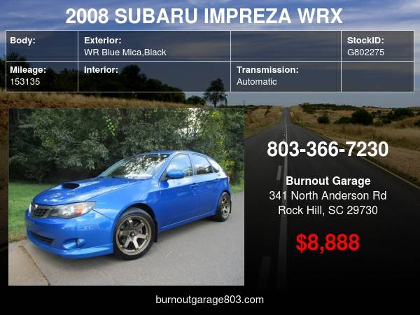 2008 SUBARU IMPREZA WRX with - cars & trucks - by dealer - vehicle... for sale in Rock Hill, NC – photo 10
