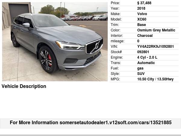 2018 VOLVO XC60 BASE BAD CREDIT OK - cars & trucks - by dealer -... for sale in Somerset, MN – photo 24