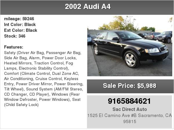 2002 Audi A4 59K MILES ONLY 5 SPEED MANUAL HARD TO FIND for sale in Sacramento , CA