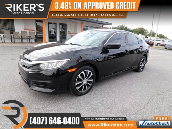 $192/mo - 2017 Honda Civic LX - 100 Approved! - cars & trucks - by... for sale in Kissimmee, FL – photo 3