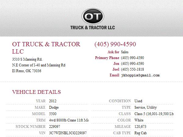 2012 Dodge 5500 4wd 8000lb Crane 11ft Mechanics Service Bed PTO Ai for sale in Oklahoma City, OK – photo 24