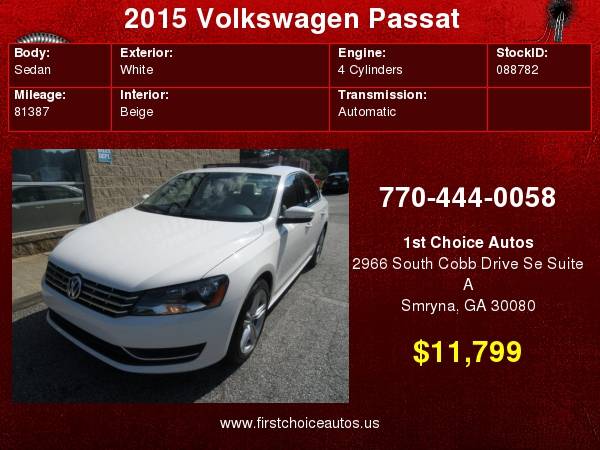 2015 Volkswagen Passat 4dr Sdn 2.0L TDI DSG SE w/Sunroof for sale in Smryna, GA – photo 5