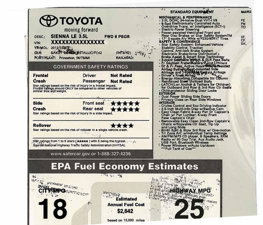 Toyota Sienna LE 2012 Gold 8 seat for sale in Woodbridge, District Of Columbia – photo 2
