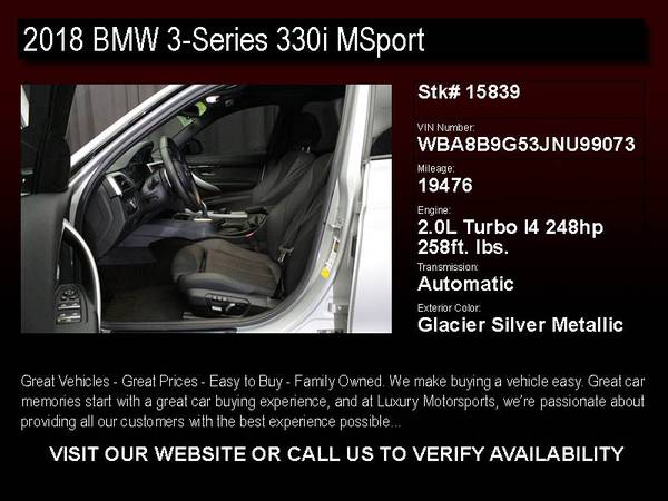 15839 - 2018 BMW 3-Series 330i MSport Clean CARFAX w/BU Camera 18 for sale in Phoenix, AZ – photo 2