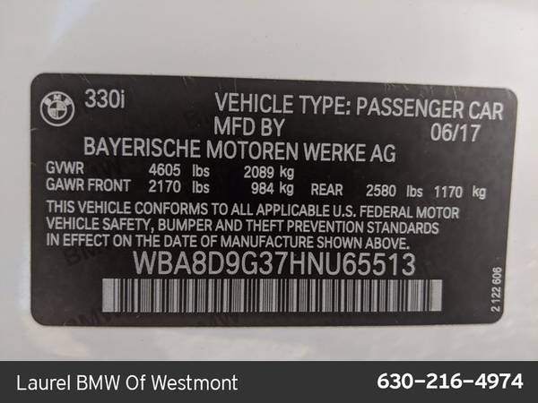 2017 BMW 3 Series 330i xDrive AWD All Wheel Drive SKU:HNU65513 -... for sale in Westmont, IL – photo 21